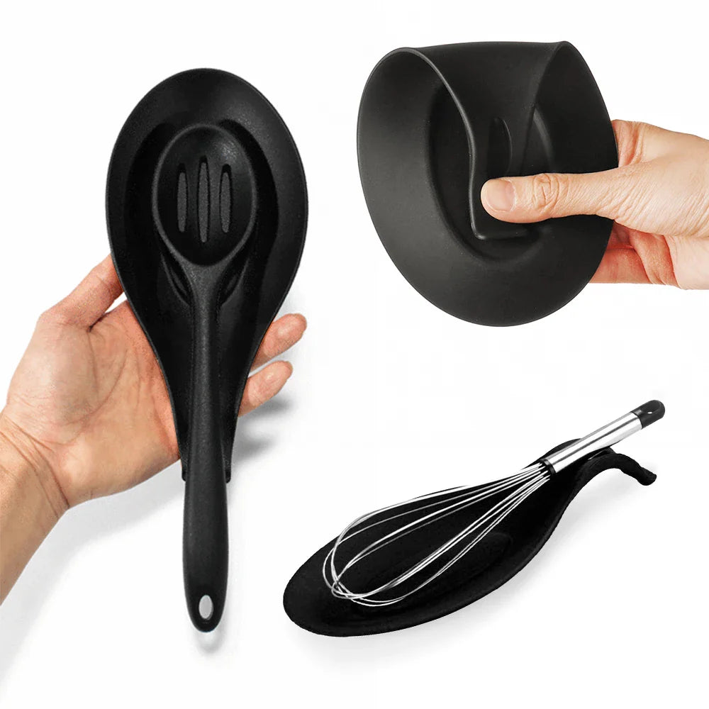 Heat Resistant Silicone Spoon Rest & Spatula Holder 19 x 10 cm (7.5 x 3.9 in), Utensil Organizer, Chopstick Tray & Pot Holder