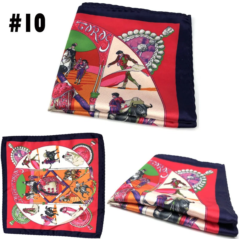Men's Printed Pocket Square Handkerchief 9.1 x 9.1 in (23 x 23 cm) Paisley Retro Dress Hanky