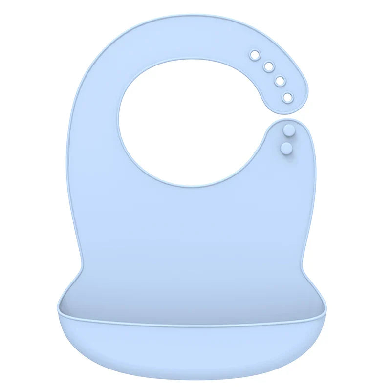 Silicone Baby Bib Waterproof Adjustable Cartoon Banana Feeding Bib with Pocket BPA-Free for 1-3 Years