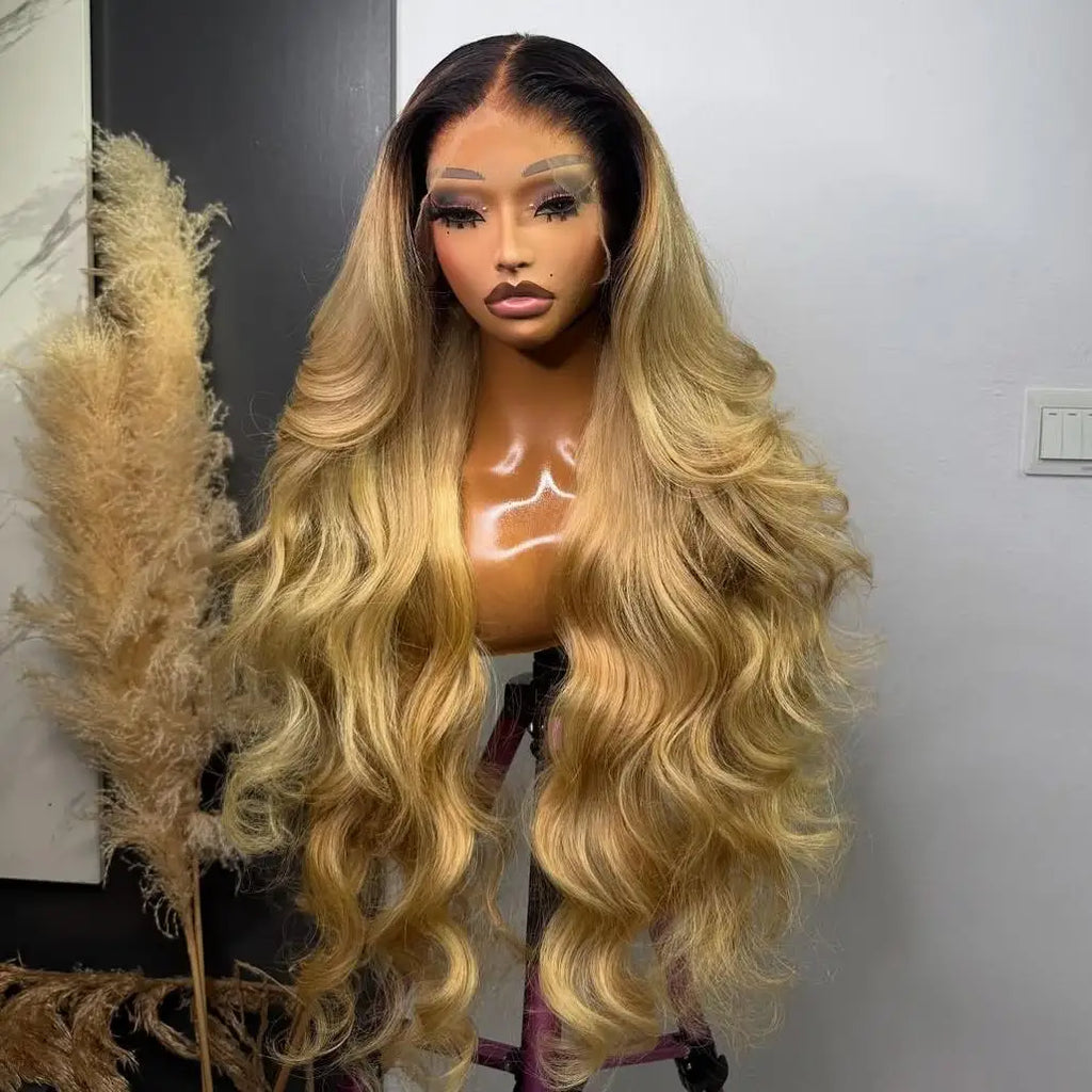13*6 HD 1B Ombre Blonde Loose Natural Wave Vietnamese Hair 13*4 Transparent Lace Frontal Wig Glueless Honey Blonde