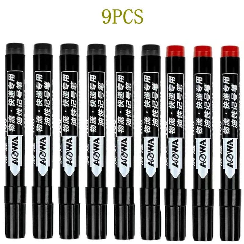 Permanent Paint Marker Pens 3/9-Pack – Waterproof Black Oil-Based, Quick-Drying for Tire, Metal, Glass, Plastic