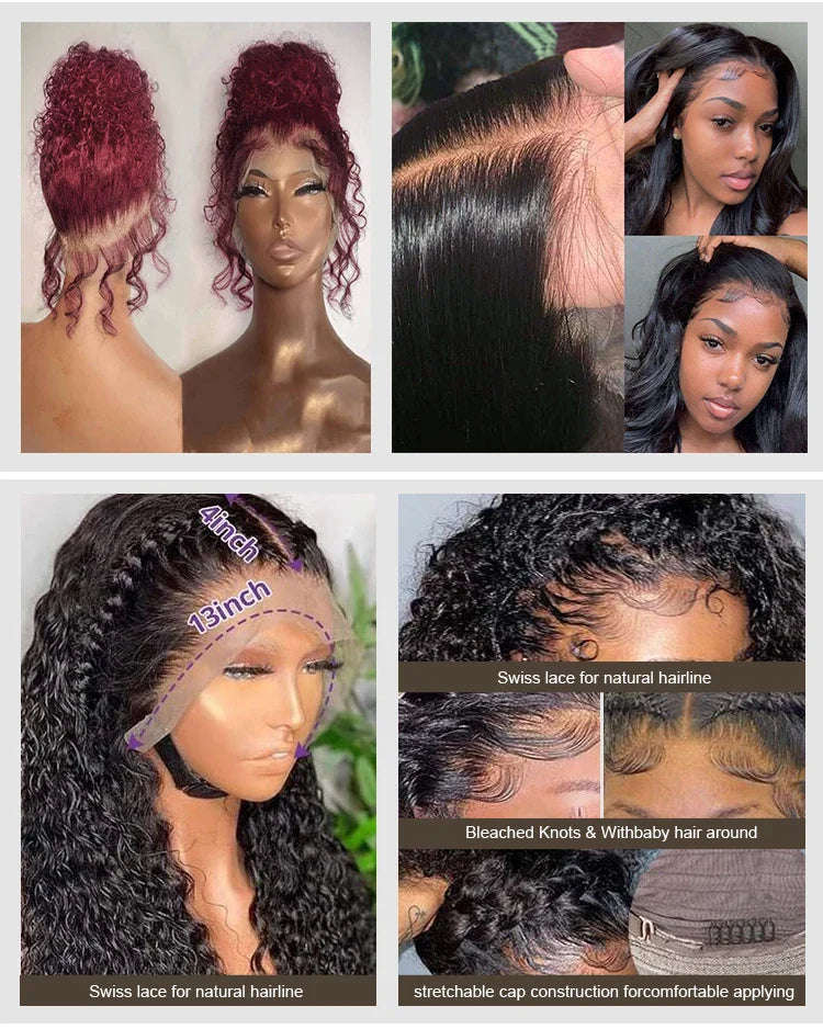 13x4 Glueless Straight Transparent HD for Lace Front 100% Virgin Remy Human Hair Wig with 250% Density and Long Length
