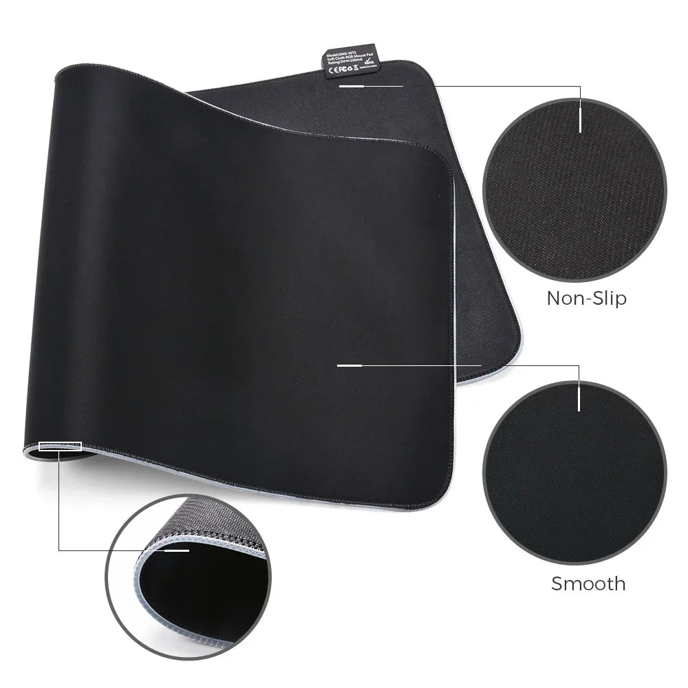 RGB LED Gaming Mouse Pad — Waterproof Large Desk Mat, Non-Slip Rubber, Multiple Sizes (70 x 30–90 x 40 cm / 27.6 x 11.8–35.4 x 15.7 in)