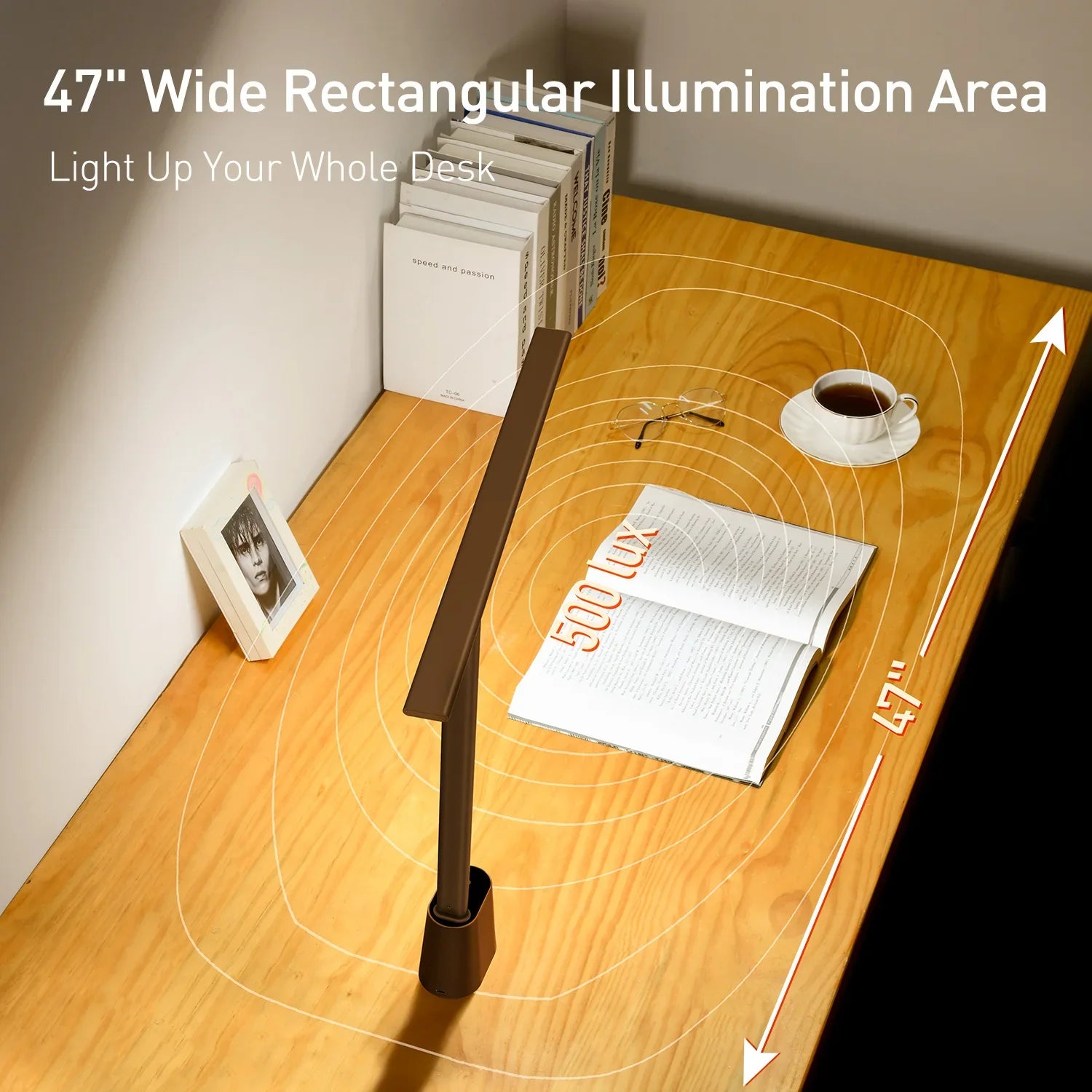 LED Eye-Protection Desk Lamp, Dimmable Foldable Rechargeable Touch Table Lamp with Adaptive Brightness for Office & Bedside Reading