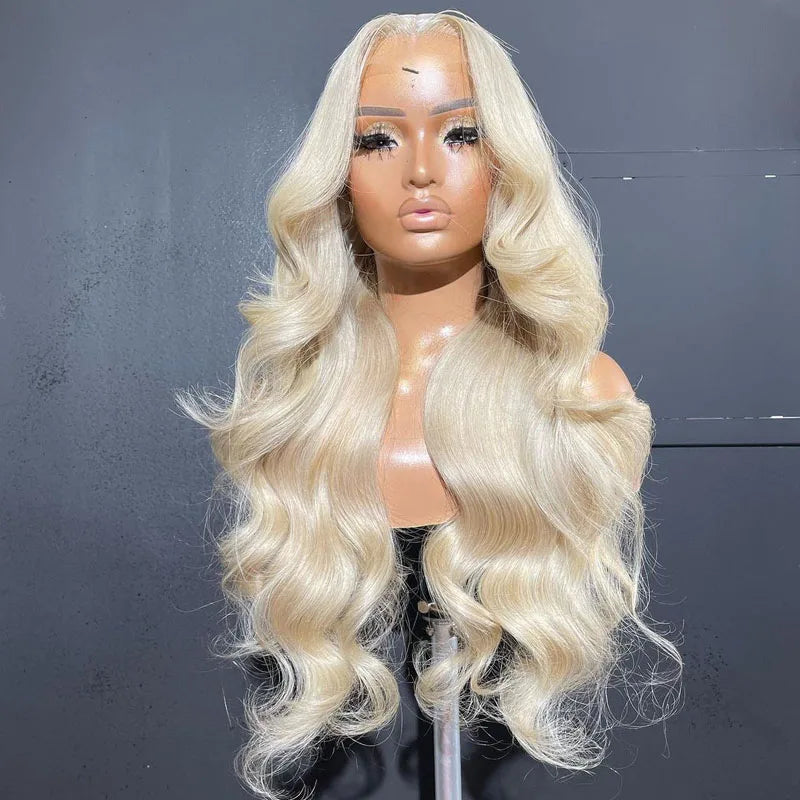 #60 Blonde Color Lace Front Human Hair Wigs Pre Plucked Virgin Raw Hair Glueless Body Wave Closure Lace Wigs for Woman