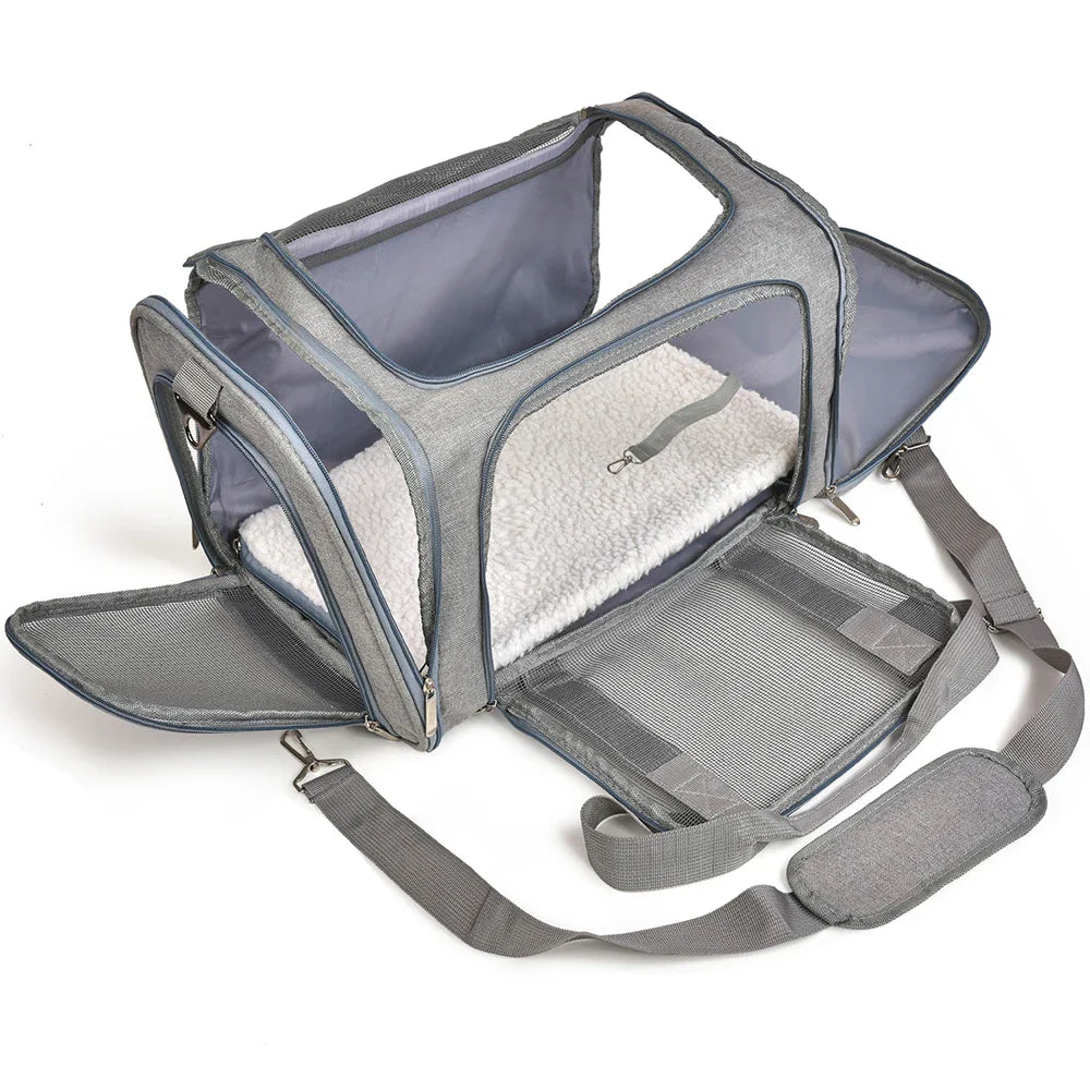 Airline-Approved Soft-Side Pet Carrier Backpack for Small Dogs & Cats — M (44×28×28 cm / 17.3×11×11 in) & L (50×34×34 cm / 19.7×13.4×13.4 in), Up to 12 kg (26.5 lb)
