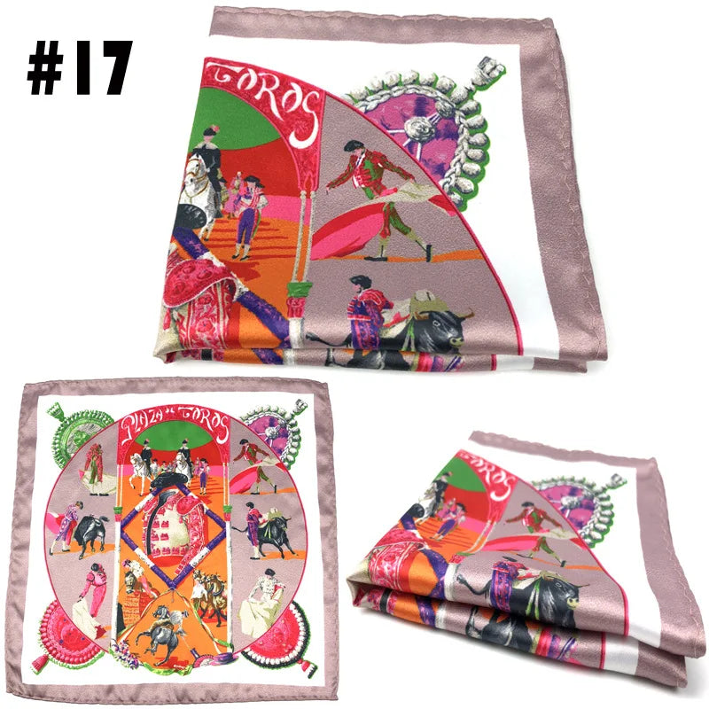 Men's Printed Pocket Square Handkerchief 9.1 x 9.1 in (23 x 23 cm) Paisley Retro Dress Hanky