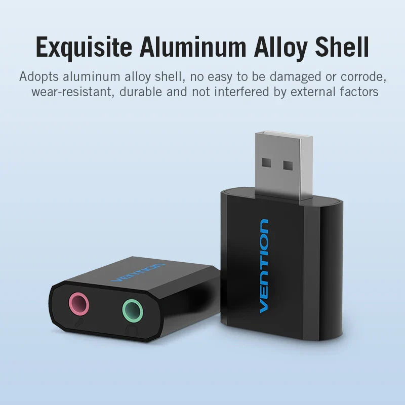 External USB Sound Card 3.5mm Audio Adapter for Laptop, PS4 and Headset Microphone