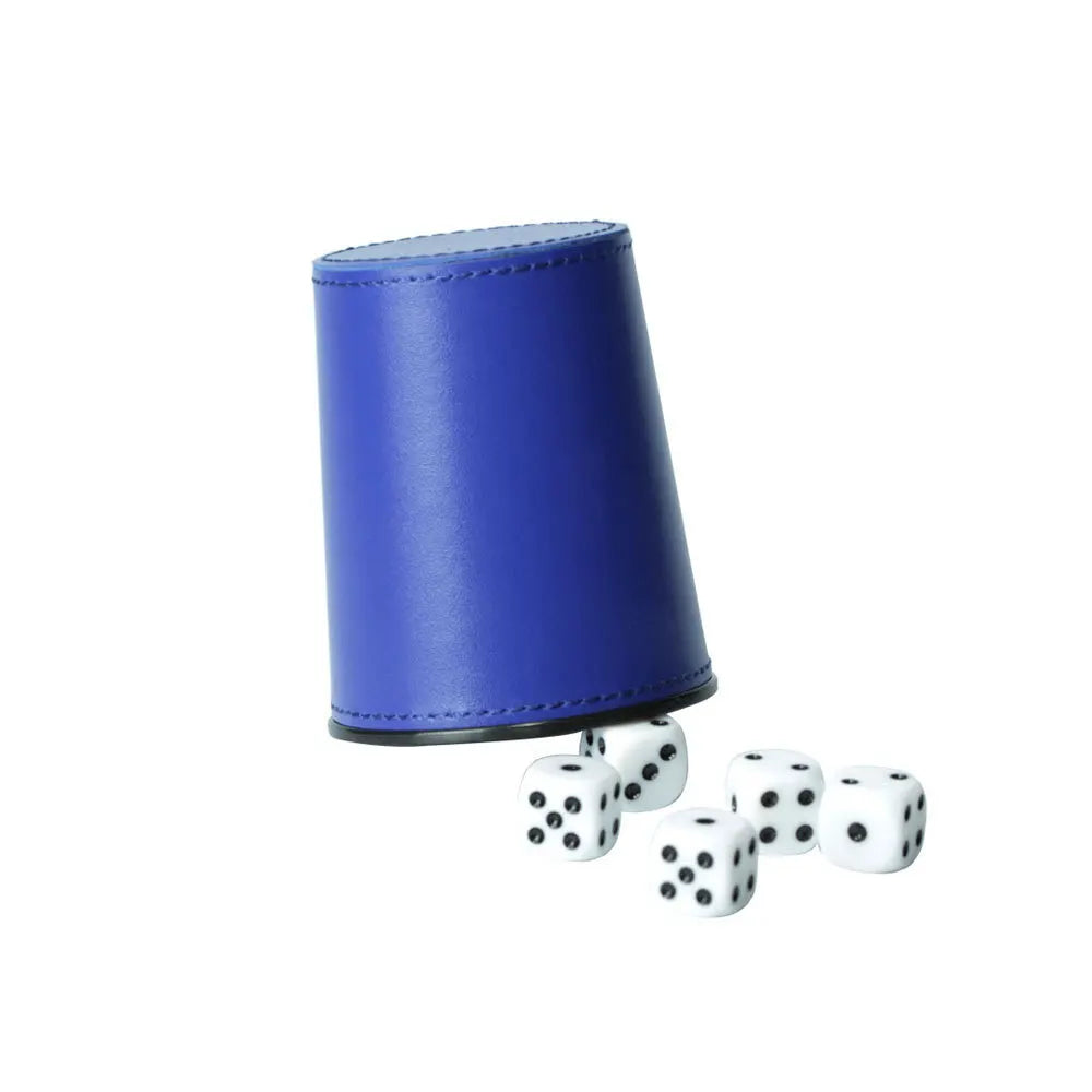 PU Leather Flannel-Lined Dice Cup Set — 1 Cup + 5 Dice (12mm / 0.47 in) for Game Night, Bar & KTV