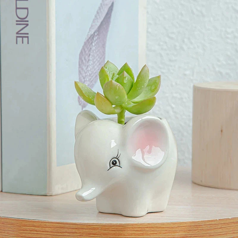 Nordic Ceramic Animal Mini Planters - Zebra, Sheep & Cow Head Succulent and Bonsai Pots for Home Decor