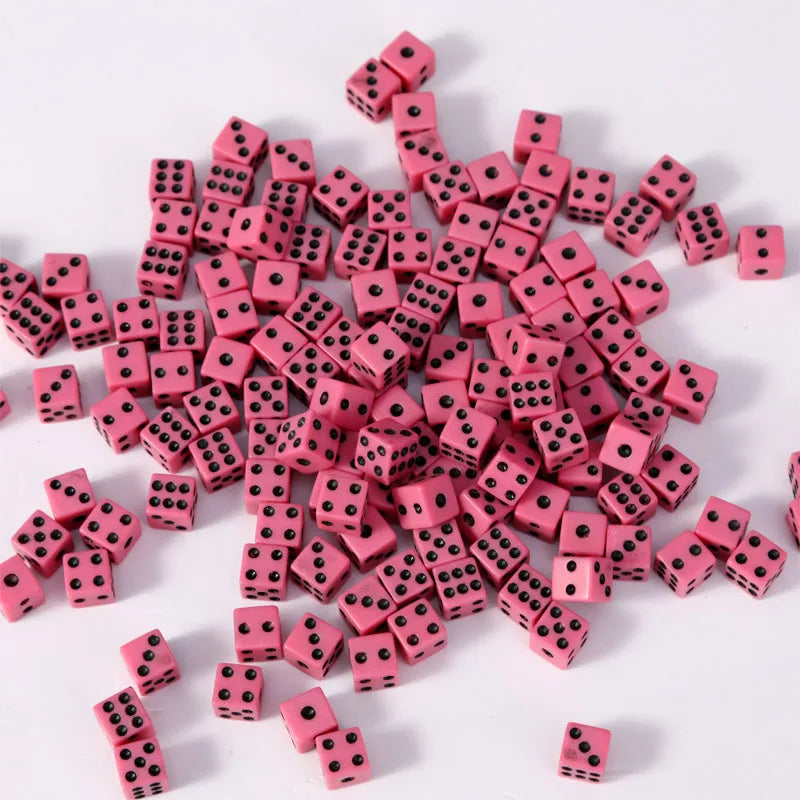 50-Pack 8mm Mini Plastic Dice (6 Colors) – Standard 6-Sided Game Dice for Board Games & Party Favors