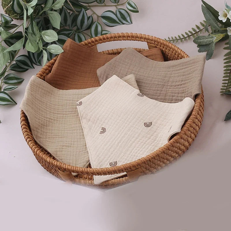 Baby Cotton Bandana Bibs - Triangle Burp Cloths for Feeding & Drool, 16.5 x 7.5 in (42 x 29 cm) - 3/4/5-Pack Unisex