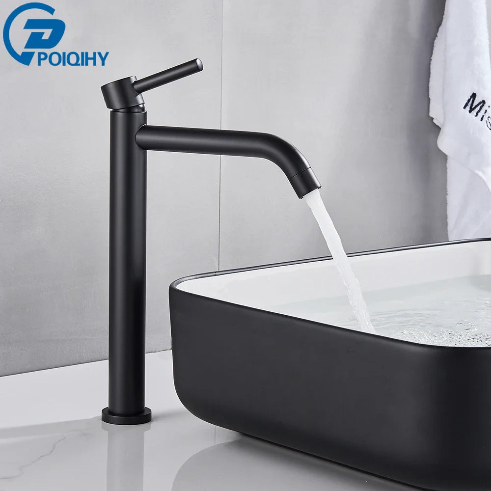 Single-Handle Basin Faucet Mixer Tap Single Hole Deck-Mount Matte Black Brushed Gold Bathroom Sink Tap