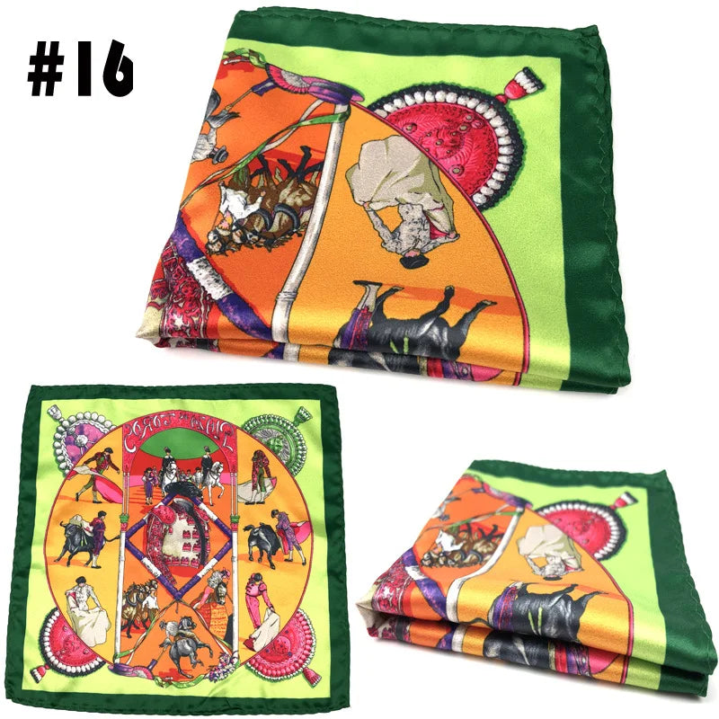 Men's Printed Pocket Square Handkerchief 9.1 x 9.1 in (23 x 23 cm) Paisley Retro Dress Hanky