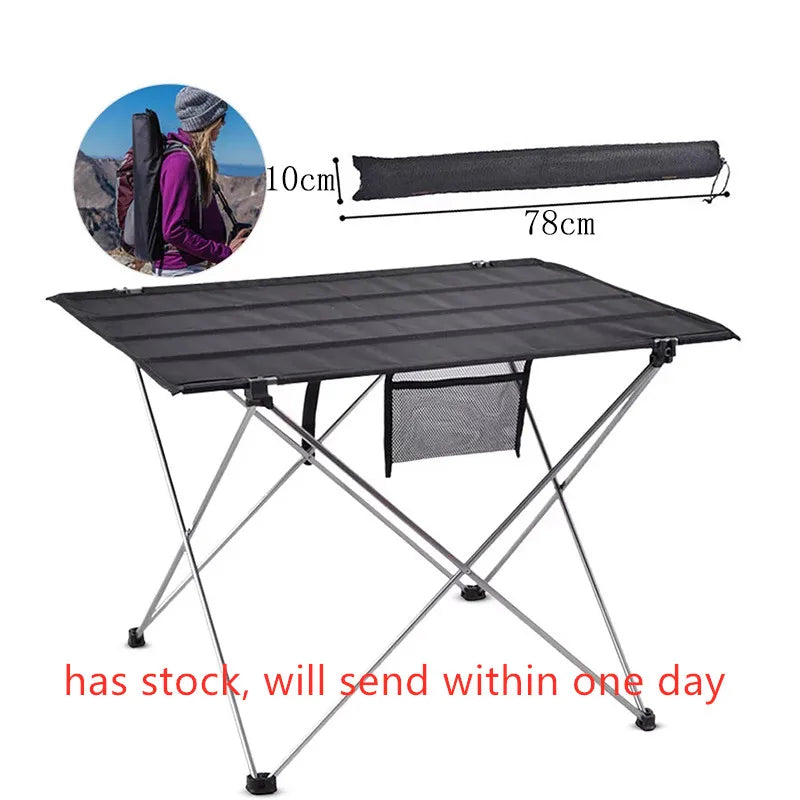 Portable Foldable Camping Table Ultralight 6061 Aluminum Picnic & Outdoor Side Table – 2 Sizes 22x17x15 in / 56x43x38 cm & 30x22x20.5 in / 76x56x52 cm