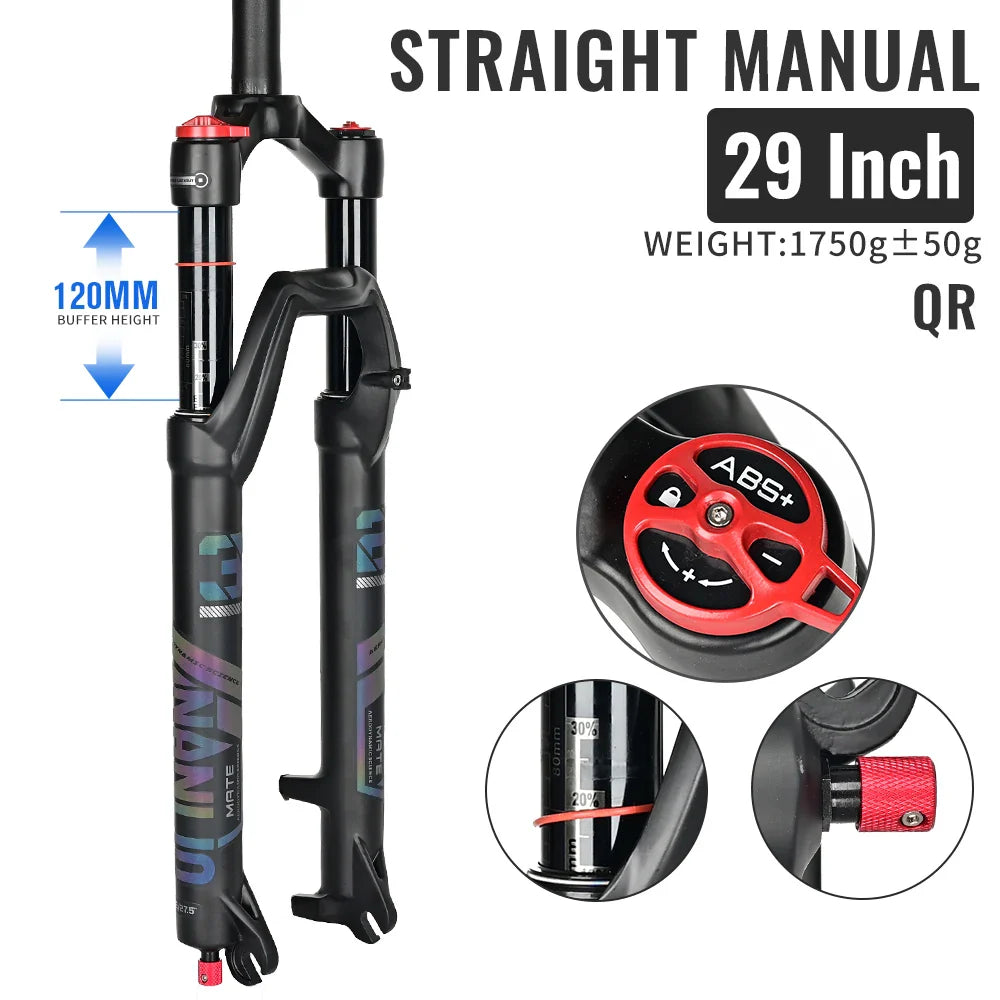 Air Suspension MTB Fork Rebound and Lockout Adjustment 26 / 27.5 / 29-Inch Straight or Tapered, 120mm (4.7in) & 140mm (5.5in) Travel
