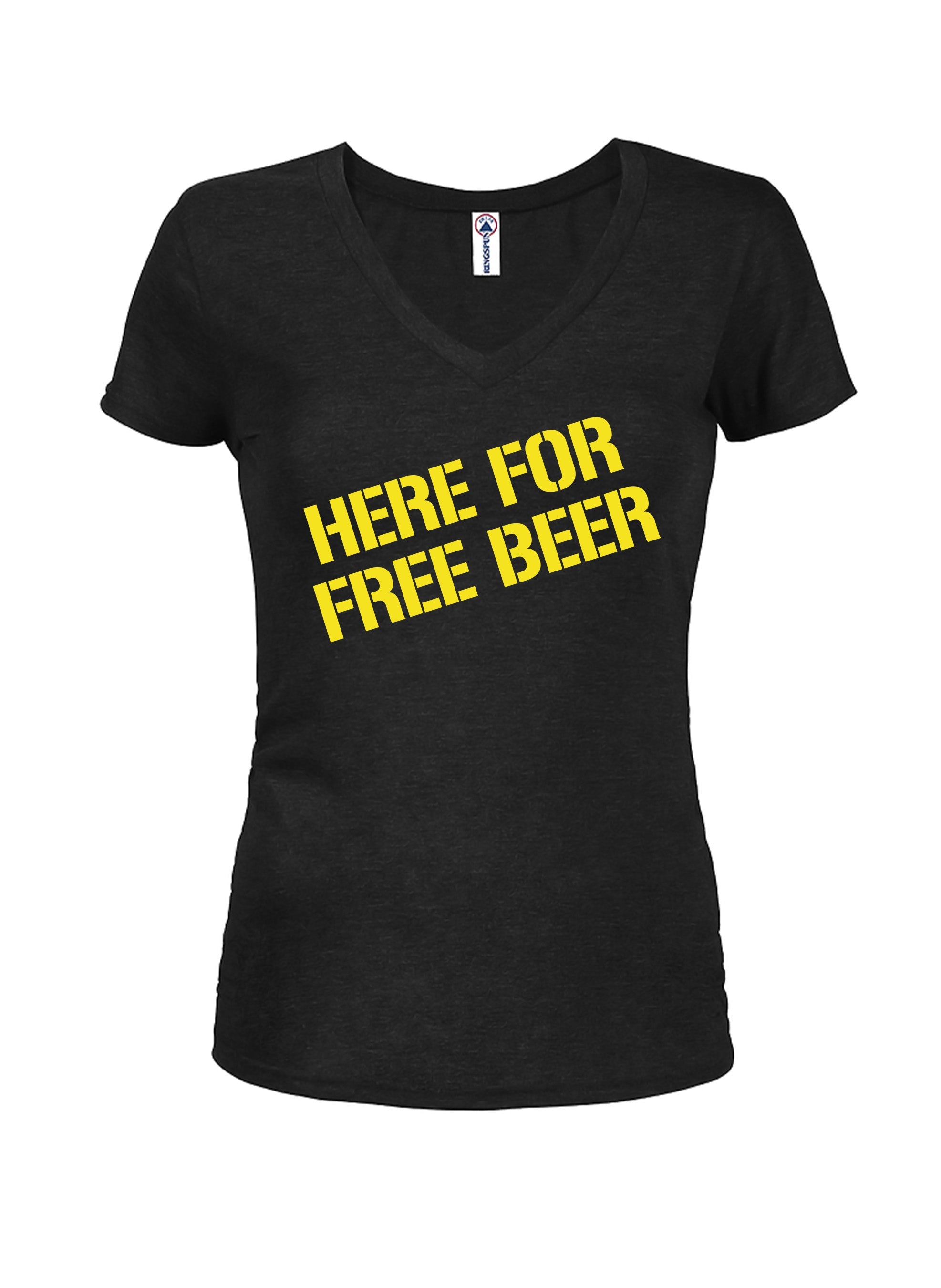 Here For Free Beer Juniors V Neck T-Shirt