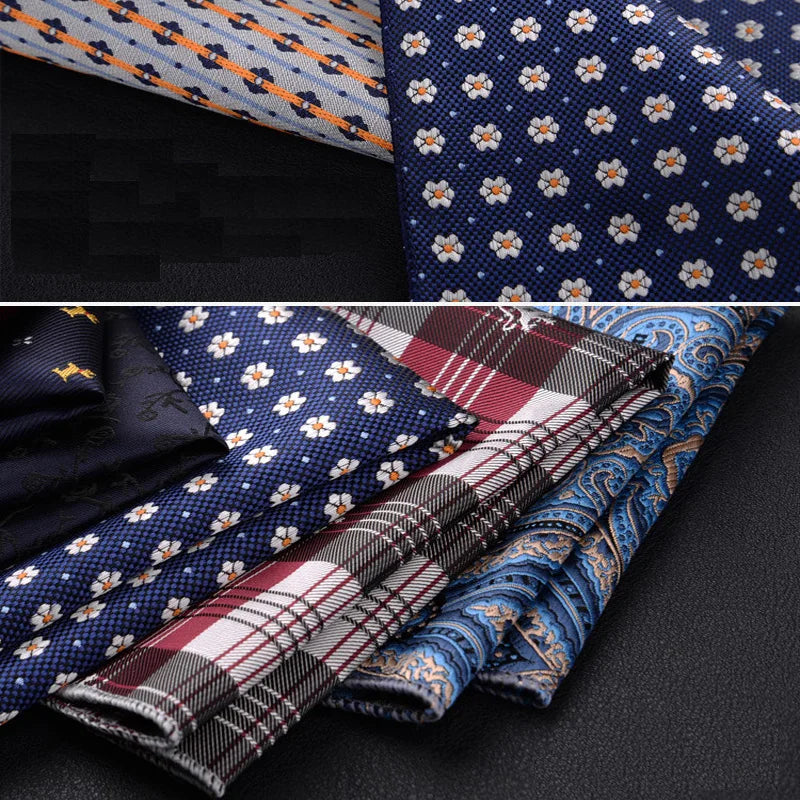 Men's Polyester Pocket Square Handkerchief Polka Dot Striped Floral Print 9 x 9 in (23 x 23 cm)