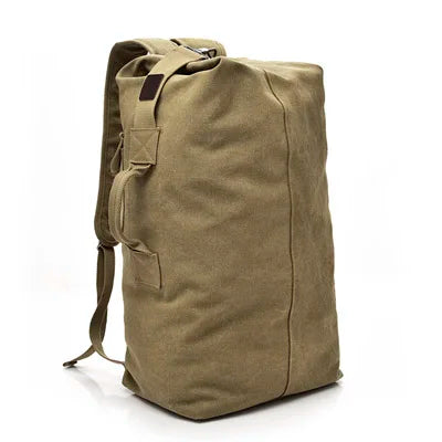 Men's Canvas Travel Backpack - Large Capacity 20-35L Mountaineering Shoulder Bag with Multiple Pockets