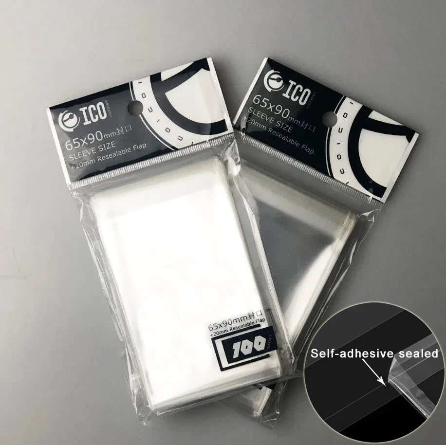 200pc (2 x 100) 65 x 90 mm (2.56 x 3.54 in) Clear Card Sleeves - Standard Trading Card Protectors for Magic, Pokemon, Yu-Gi-Oh & Board Games