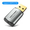 USB 2-in-1 External Sound Card 3.5mm Audio Adapter for Earphones, Headsets & PC