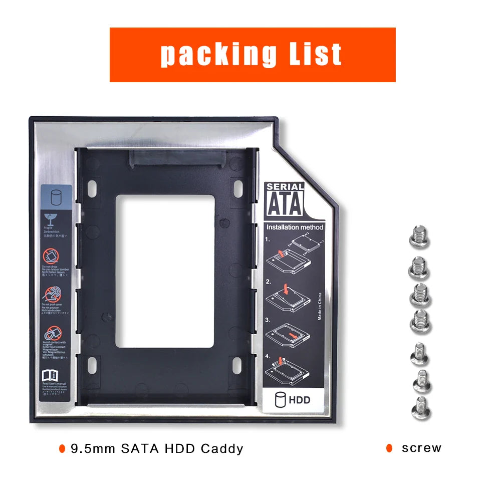 Universal SATA 3.0 2.5-inch (63.5 mm) HDD/SSD Caddy — Fits 9.5 mm / 12.7 mm Optical Bay (eSATA Enclosure)