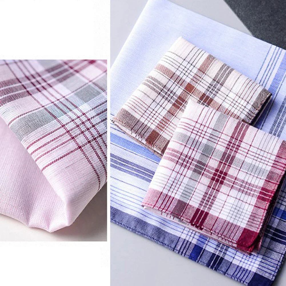 5-Pack Cotton Plaid Stripe Handkerchiefs 38 x 38 cm (15 x 15 in) Men’s Pocket Squares for Casual & Business