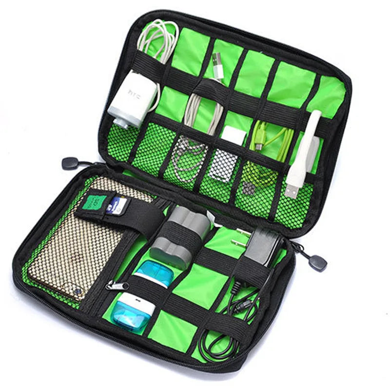 Waterproof Nylon Cable Organizer Bag 24 x 16 x 2.5 cm (9.4 x 6.3 x 1.0 in) – Travel Electronics Case for USB Drives Chargers Power Bank – Camping & Hiking