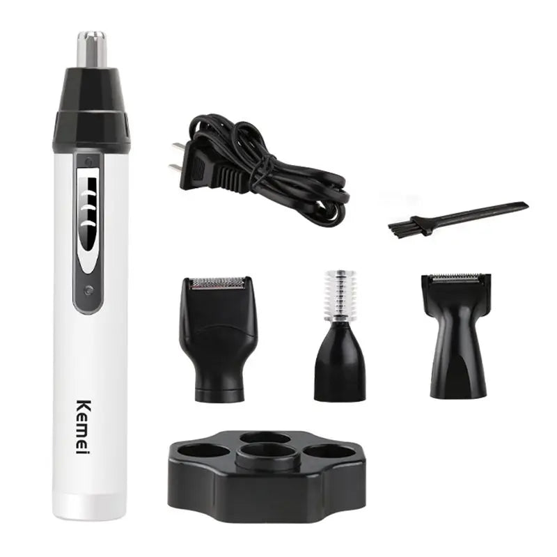 4-in-1 Rechargeable Cordless Nose & Ear Trimmer for Men — Beard, Eyebrow & Face Groomer with EU Charger