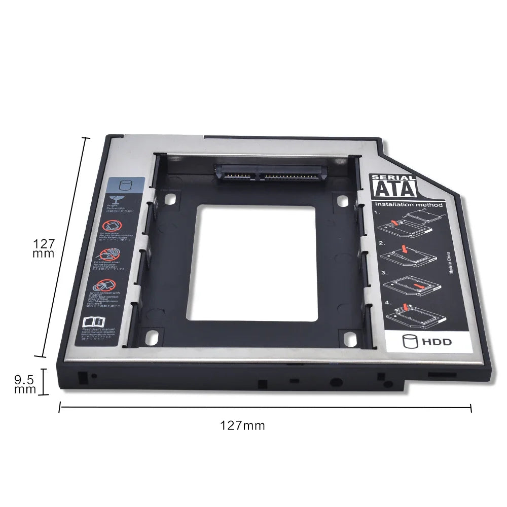 Universal SATA 3.0 2.5-inch (63.5 mm) HDD/SSD Caddy — Fits 9.5 mm / 12.7 mm Optical Bay (eSATA Enclosure)