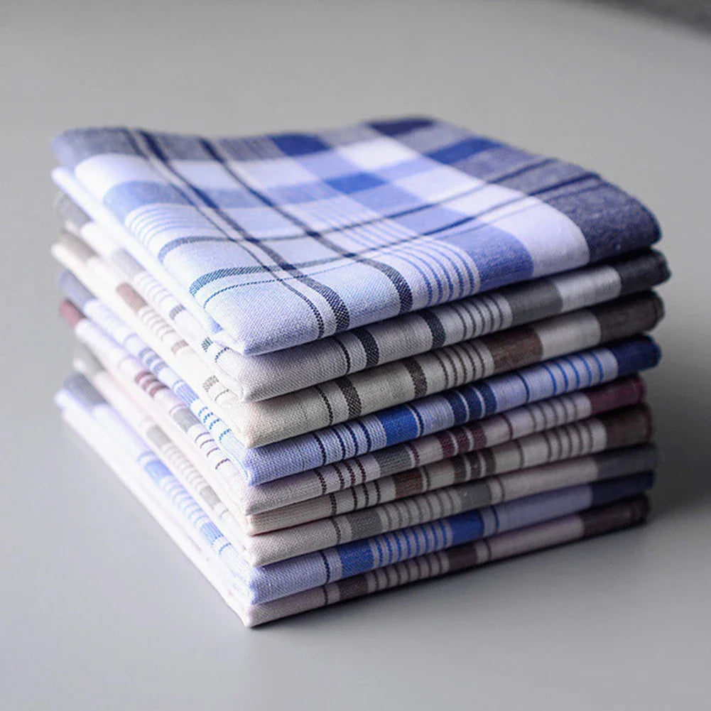 5-Pack Cotton Plaid Stripe Handkerchiefs 38 x 38 cm (15 x 15 in) Men’s Pocket Squares for Casual & Business