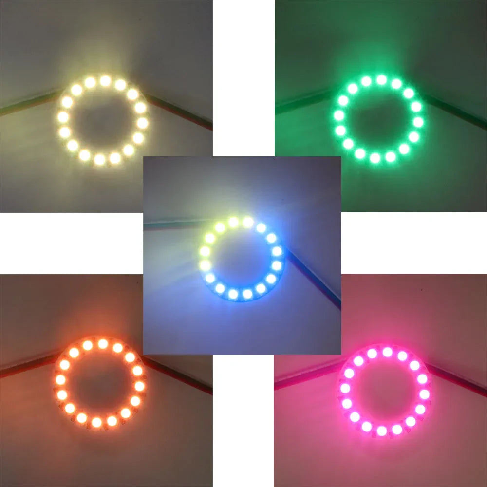 WS2812B RGB LED Pixel Ring - Individually Addressable 8/16/24/35/45-LED DC 5V