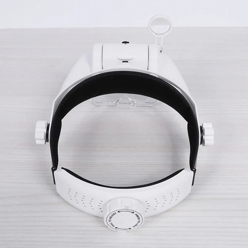 USB Rechargeable LED Headband Magnifier Glasses Loupe for Watchmaker & Jewelry Repair 1.5x-8x (Stackable to 15x)