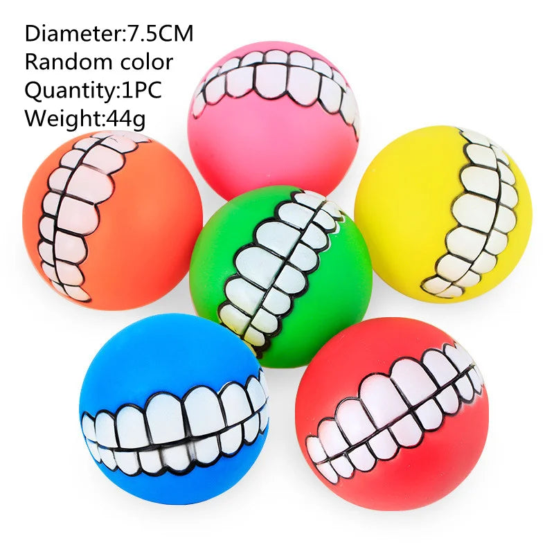 Squeaky Rubber Dog Chew Toy — Bone & Ball Tooth-Cleaning Training Toy, 1-Pack