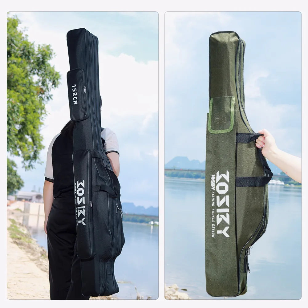 Portable Foldable Fishing Rod Bag Case - Waterproof Oxford Rod Carrier with Reel Storage, 122 / 152 / 182 cm (48 / 60 / 72 in)