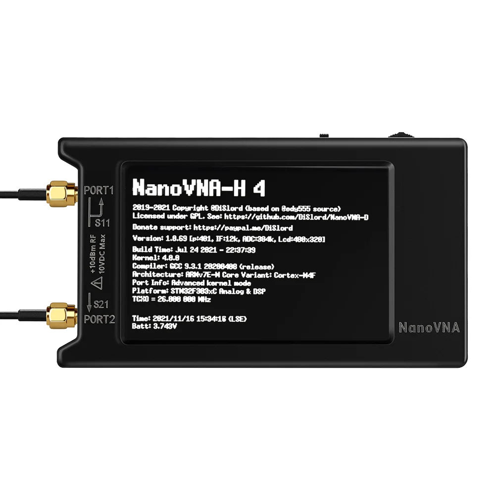 4.0-Inch (10.2 cm) Portable Vector Network Analyzer 10 kHz–1.5 GHz HF VHF UHF Antenna Analyzer with SD Card Slot, 1950 mAh Battery, USB-C