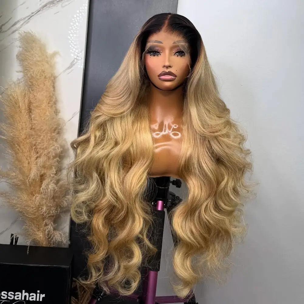 13*6 HD 1B Ombre Blonde Loose Natural Wave Vietnamese Hair 13*4 Transparent Lace Frontal Wig Glueless Honey Blonde