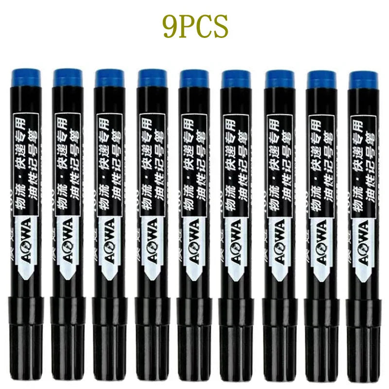Permanent Paint Marker Pens 3/9-Pack – Waterproof Black Oil-Based, Quick-Drying for Tire, Metal, Glass, Plastic