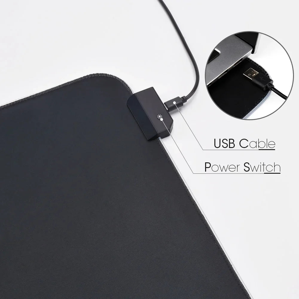 RGB LED Gaming Mouse Pad — Waterproof Large Desk Mat, Non-Slip Rubber, Multiple Sizes (70 x 30–90 x 40 cm / 27.6 x 11.8–35.4 x 15.7 in)