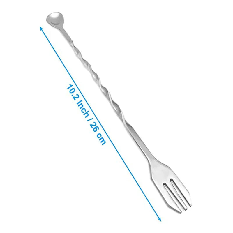 8-Inch (20 cm) Stainless Steel Cocktail Muddler & Twisted Bar Spoon – Dual-Head Bar Tool Set