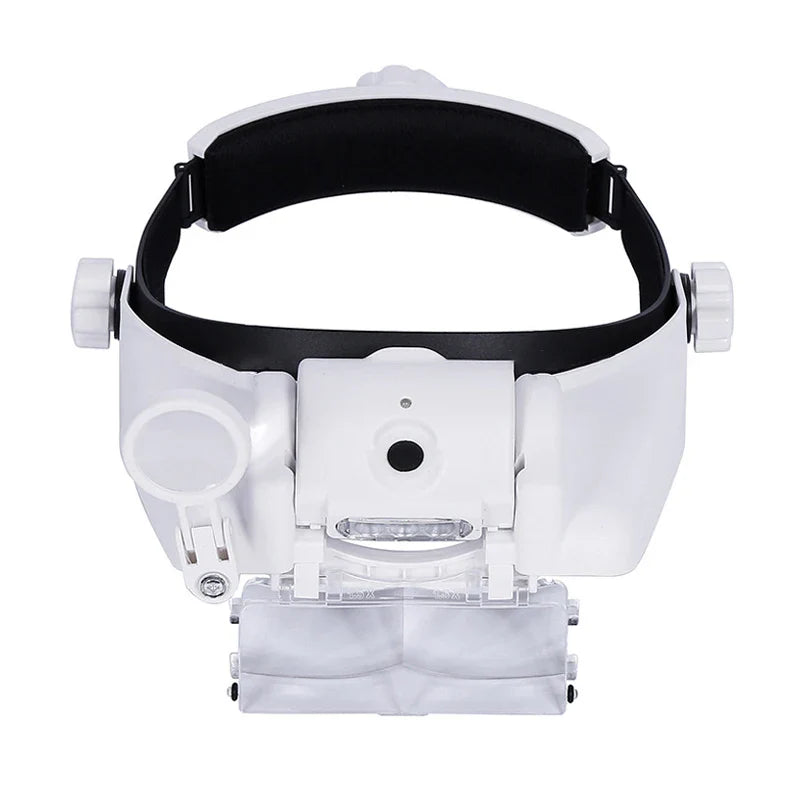 USB Rechargeable LED Headband Magnifier Glasses Loupe for Watchmaker & Jewelry Repair 1.5x-8x (Stackable to 15x)