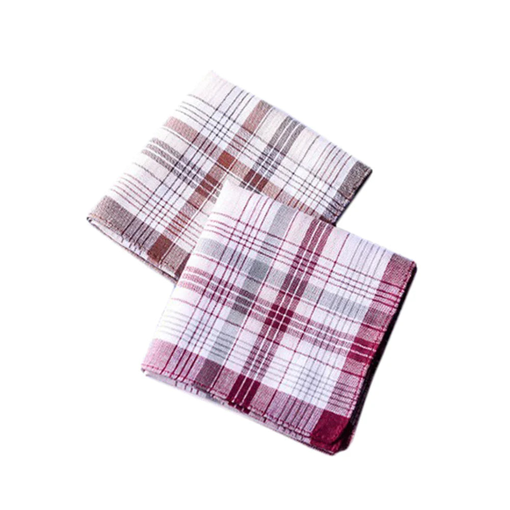 5-Pack Cotton Pocket Handkerchiefs – 38 x 38 cm (15 x 15 in) Plaid Stripe Pocket Squares, Random Colors