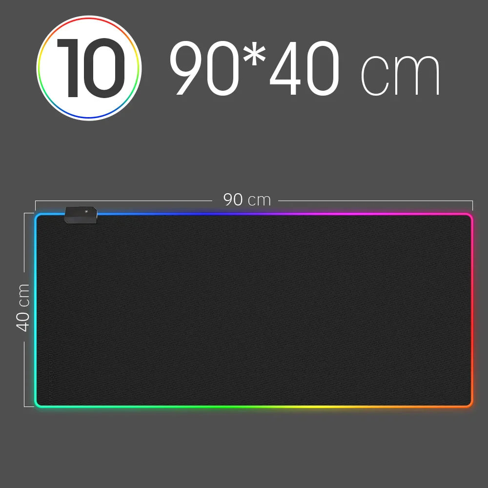 RGB LED Gaming Mouse Pad — Waterproof Large Desk Mat, Non-Slip Rubber, Multiple Sizes (70 x 30–90 x 40 cm / 27.6 x 11.8–35.4 x 15.7 in)
