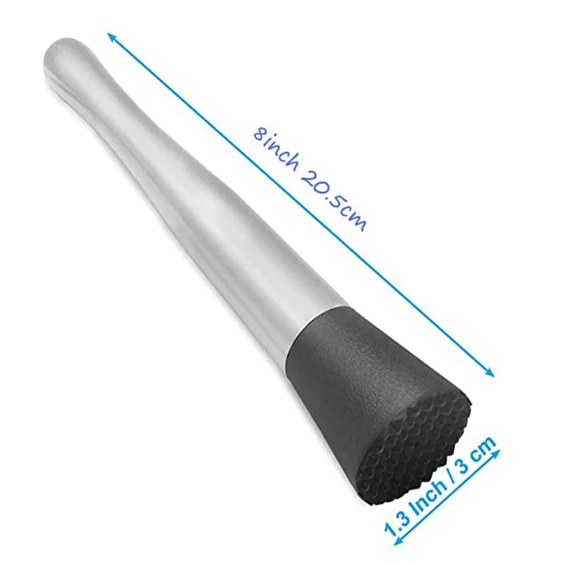 8-Inch (20 cm) Stainless Steel Cocktail Muddler & Twisted Bar Spoon – Dual-Head Bar Tool Set