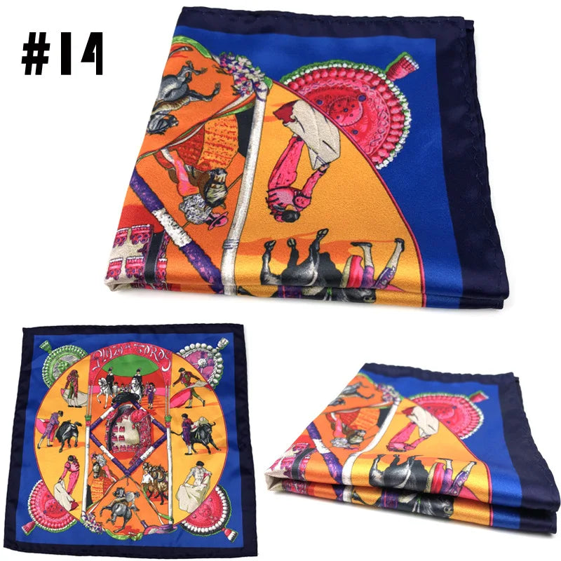 Men's Printed Pocket Square Handkerchief 9.1 x 9.1 in (23 x 23 cm) Paisley Retro Dress Hanky