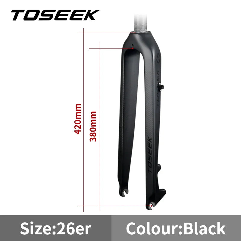 MTB Full Carbon Fiber Rigid Front Fork – 26/27.5/29 in, 28.6/31.8 mm Steerer, 560g (19.8 oz) Lightweight for Disc Brakes