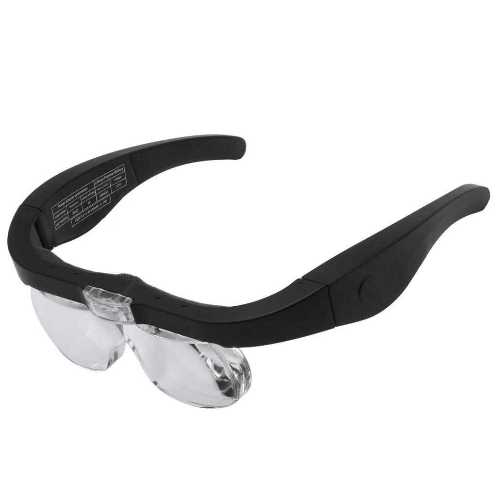 Headband Magnifying Glasses 1.5x–5x USB Rechargeable LED with 4 Interchangeable Lenses for Reading, Jewelry & Watch Repair