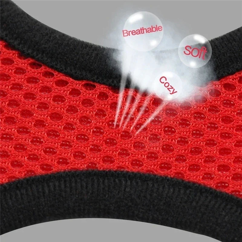 Adjustable Mesh Cat & Small Dog Harness Vest with 1.2m Leash S-XL Breathable Polyester Reflective