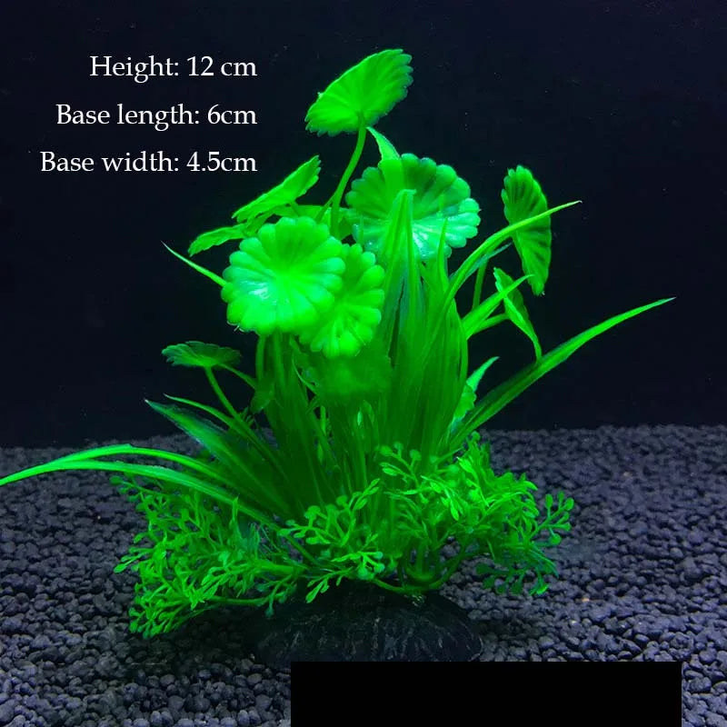Artificial Aquarium Plants – Plastic Underwater Green Shrubs with Resin Base, Fish Tank Decoration