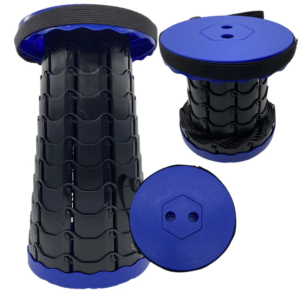 Portable Telescopic Folding Stool, Lightweight Plastic Camping & Fishing Seat, Queue Chair